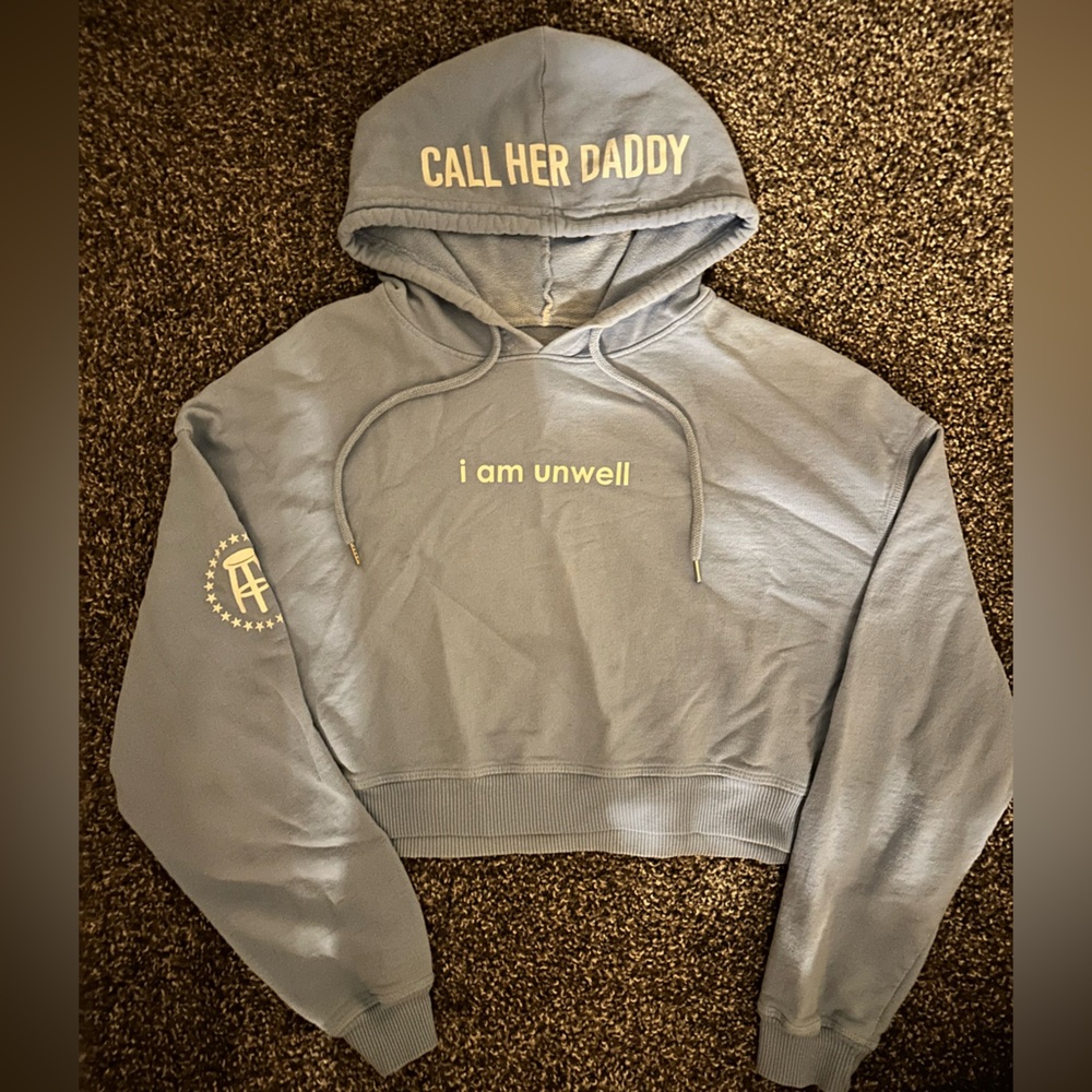 Call Her Daddy Barstool Sports Cropped Women's Blue Hoodie I am unwell